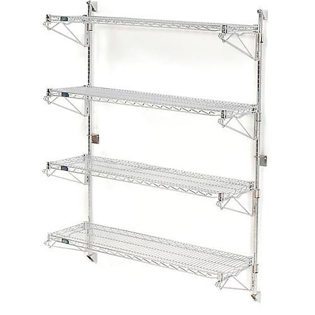 Nexel Poly-Green Wall Mount Wire Shelving, 36W x 24D x 63H 4-Shelf Starter B1137145GZ